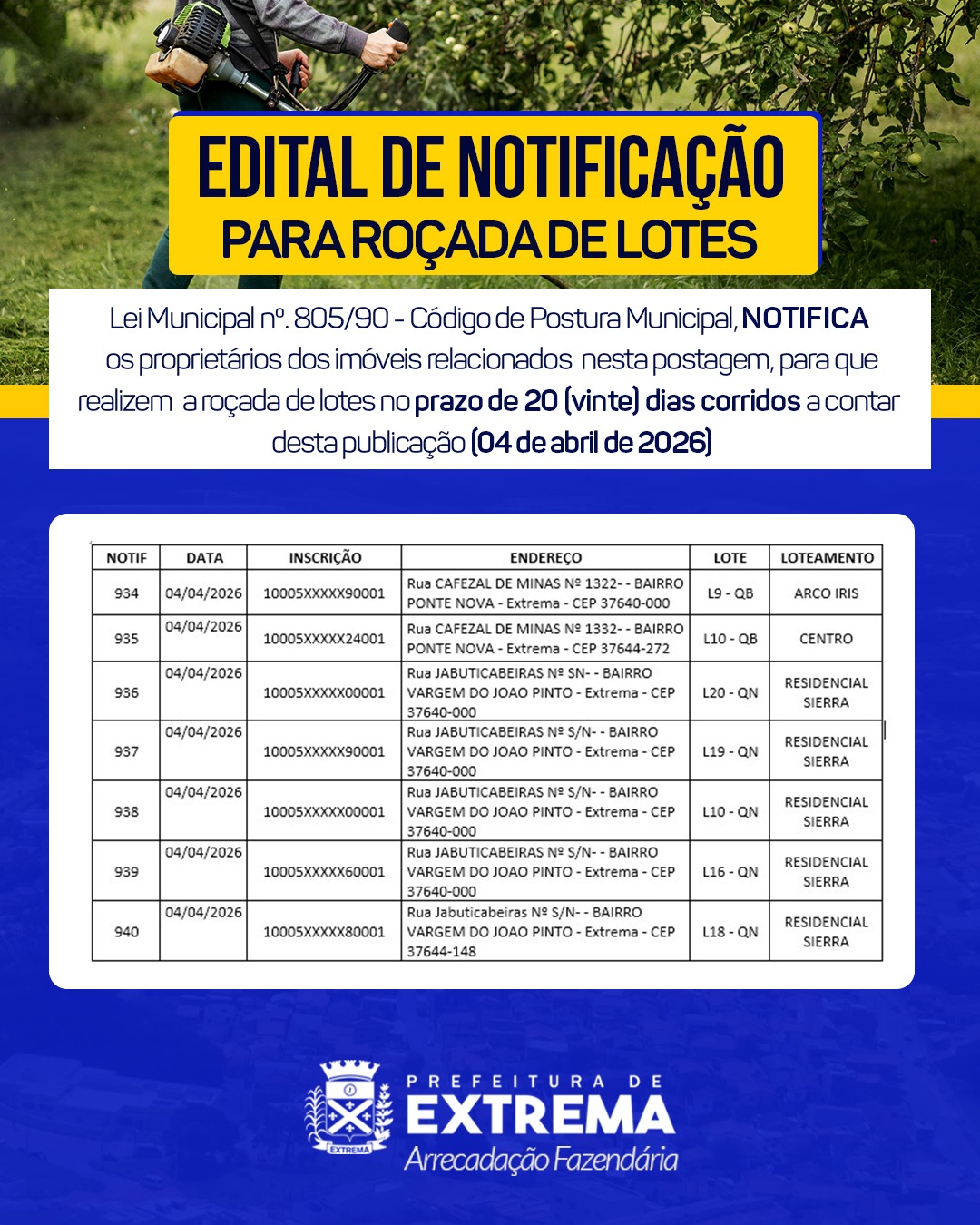 Post do instagram da Prefeitura de Mandirituba