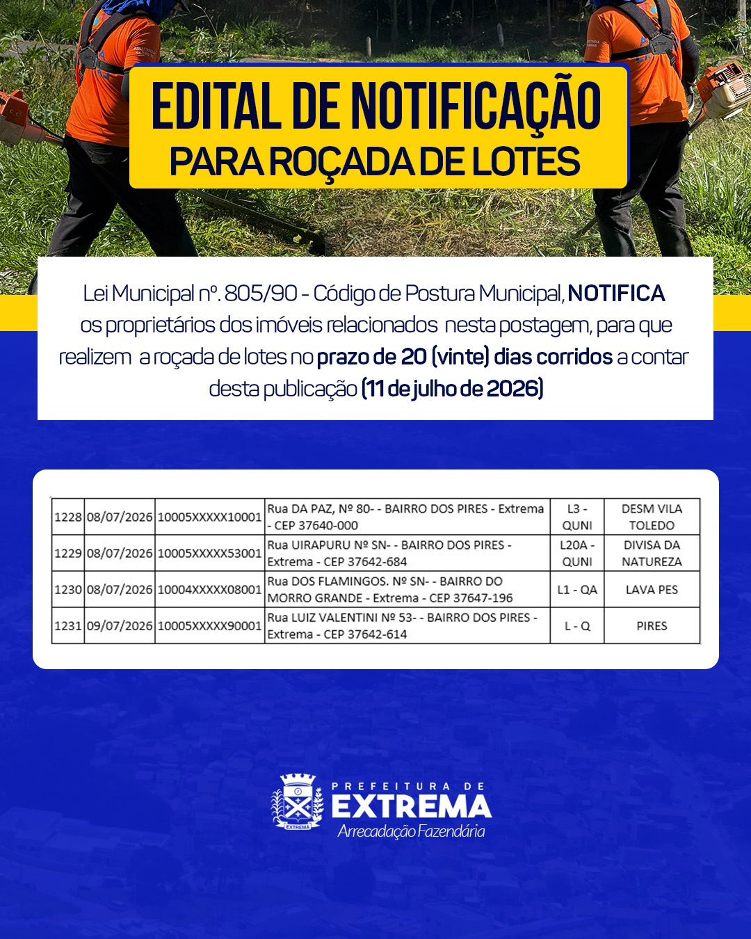 Post do instagram da Prefeitura de Mandirituba