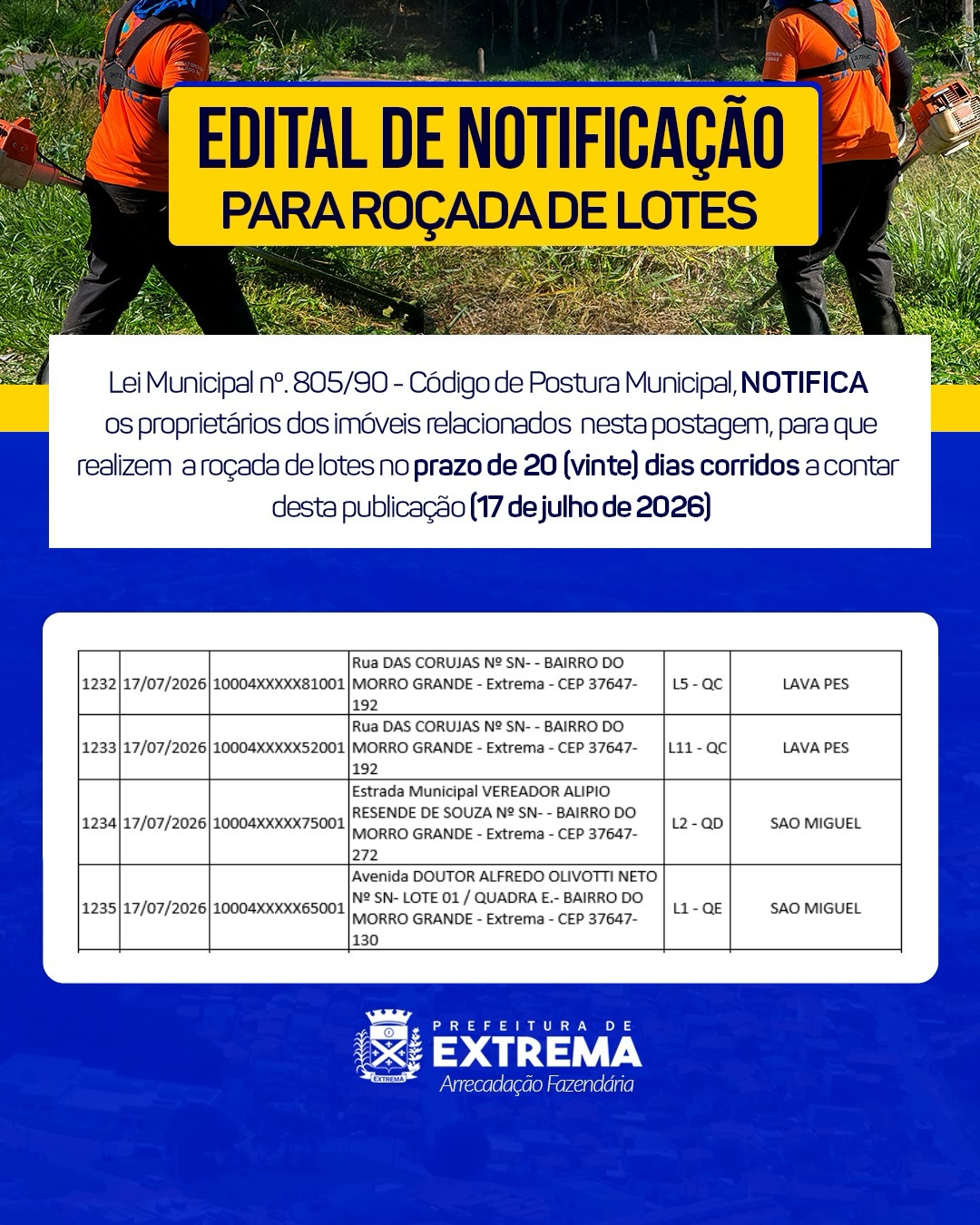 Post do instagram da Prefeitura de Mandirituba