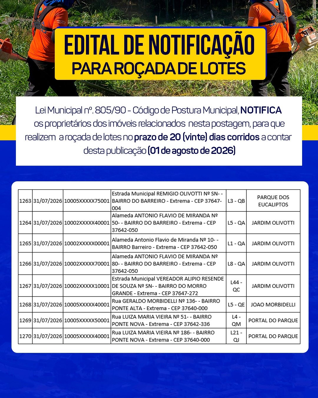Post do instagram da Prefeitura de Mandirituba