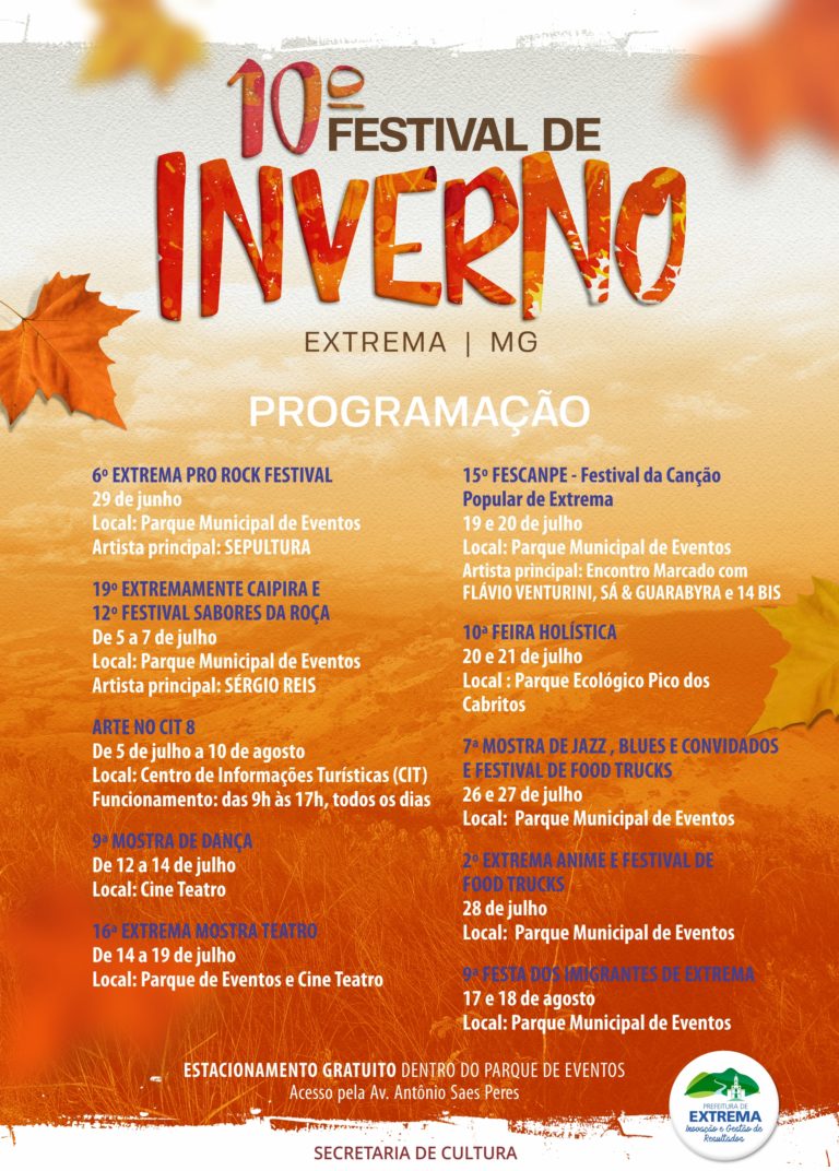 Programação do 10º Festival de Inverno Extrema MG